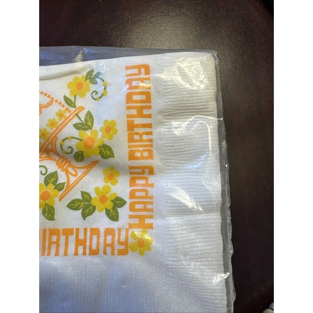 Vintage Rust Craft Greeting Brownie Beverage Drink Happy Birthday Napkin 20 Pack